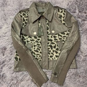 BCBG Oliver leopard moto jacket